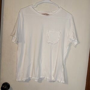 Philosophy White Tee with Ruffle Pocket